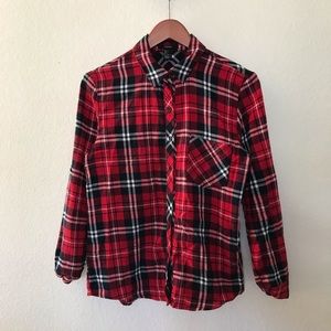 Red plaid button down shirt blouse